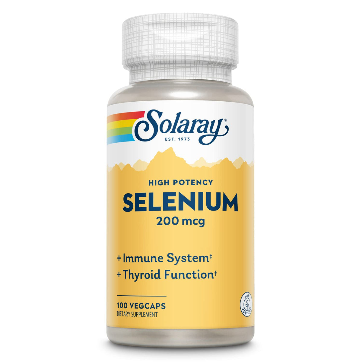 Flacon de sélénium SOLARAY 200mcg, 100 capsules végétales