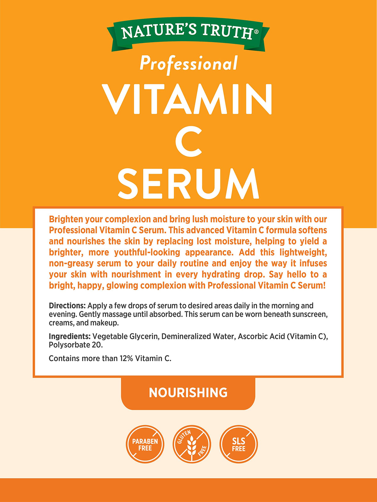 Flacon de sérum de vitamine C Nature's Truth avec pipette