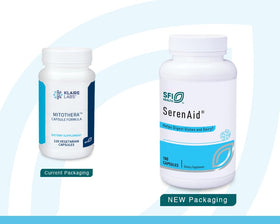 Flacon de SFI Health SerenAid avec capsules visibles