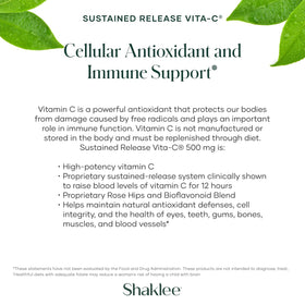 Flacon de Shaklee Vita-C® 500 mg ouvert avec comprimés visibles