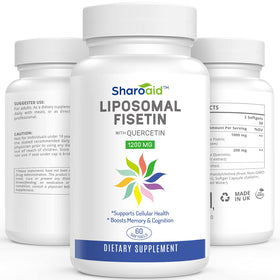 Flacon de Sharoaid Fisetin 1200 mg avec Quercétine, 60 capsules molles