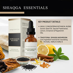 Flacon de Shiaqga Complément Alimentaire avec des plantes en arrière-plan