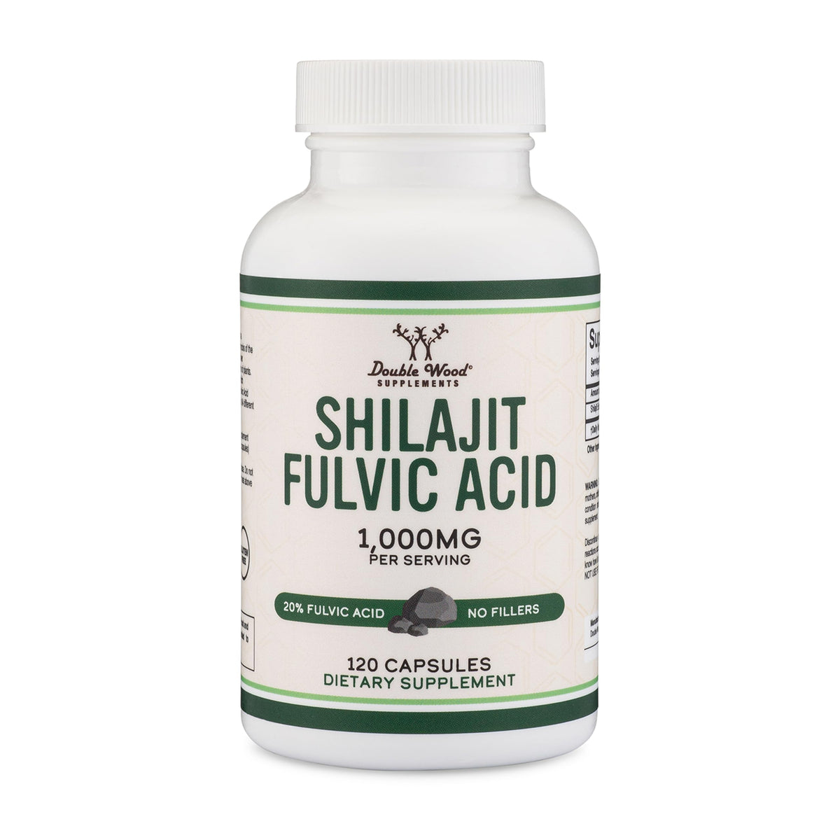 Flacon de Shilajit 1 000mg Double Wood vue avant