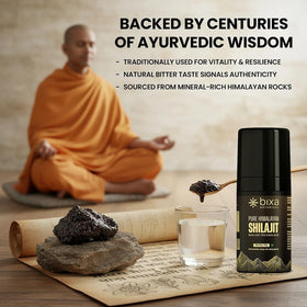 Flacon de Shilajit bixa BOTANICAL sur un fond naturel