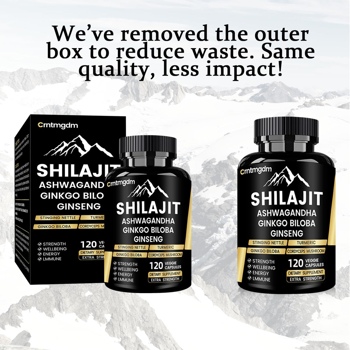Flacon de Shilajit Juebingy sur une table