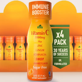 Flacon de Shot de Vitamine C ALFA VITAMINS 1000mg avec étiquette orange