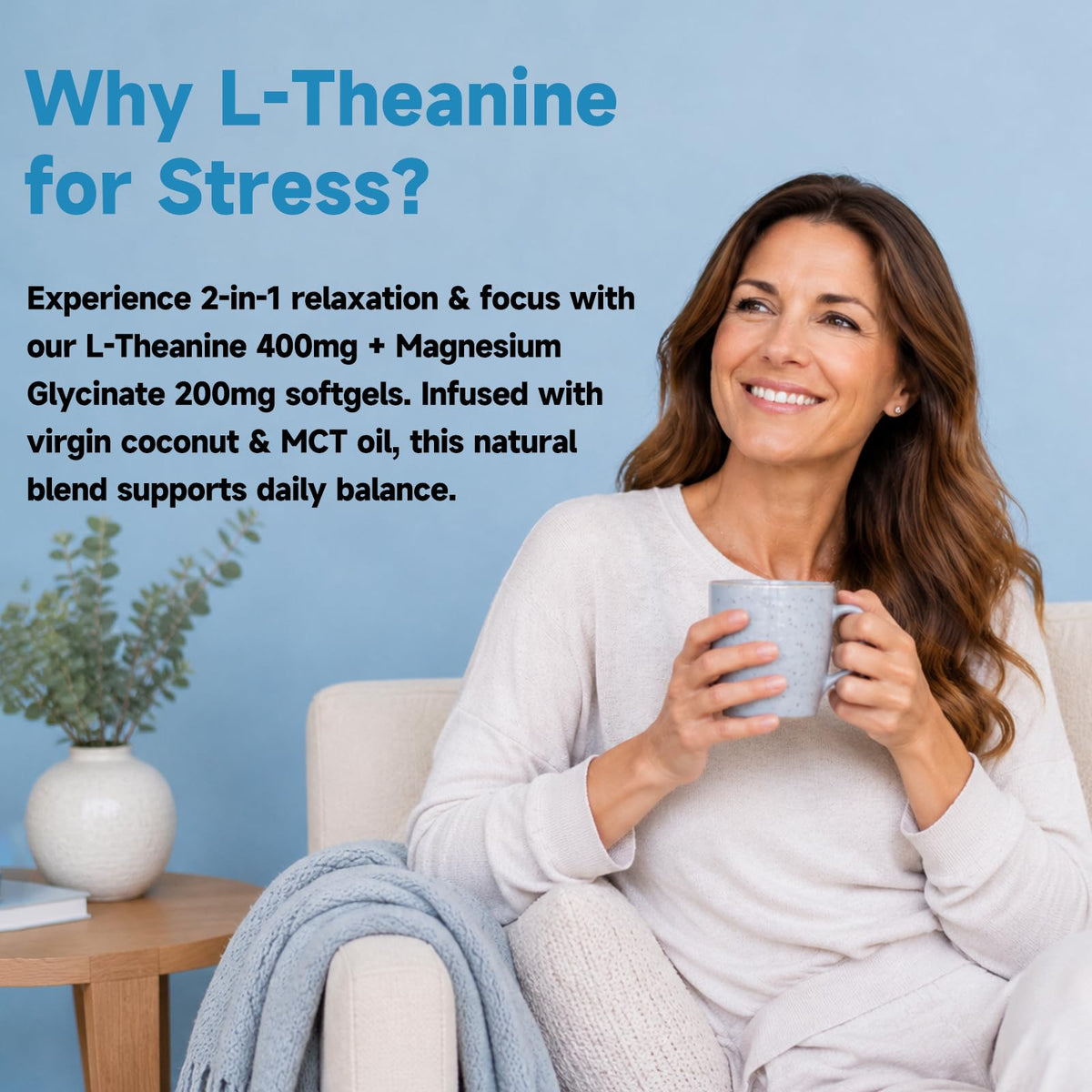 Flacon de SIGNILIFE L-Théanine 400mg avec Glycinate de Magnésium, étiquette visible