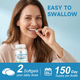 Flacon de SIGNILIFE L-Théanine 400mg avec Glycinate de Magnésium sur un fond neutre