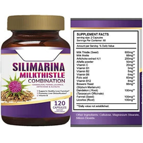 Flacon de Silimarine avec capsules à l'intérieur