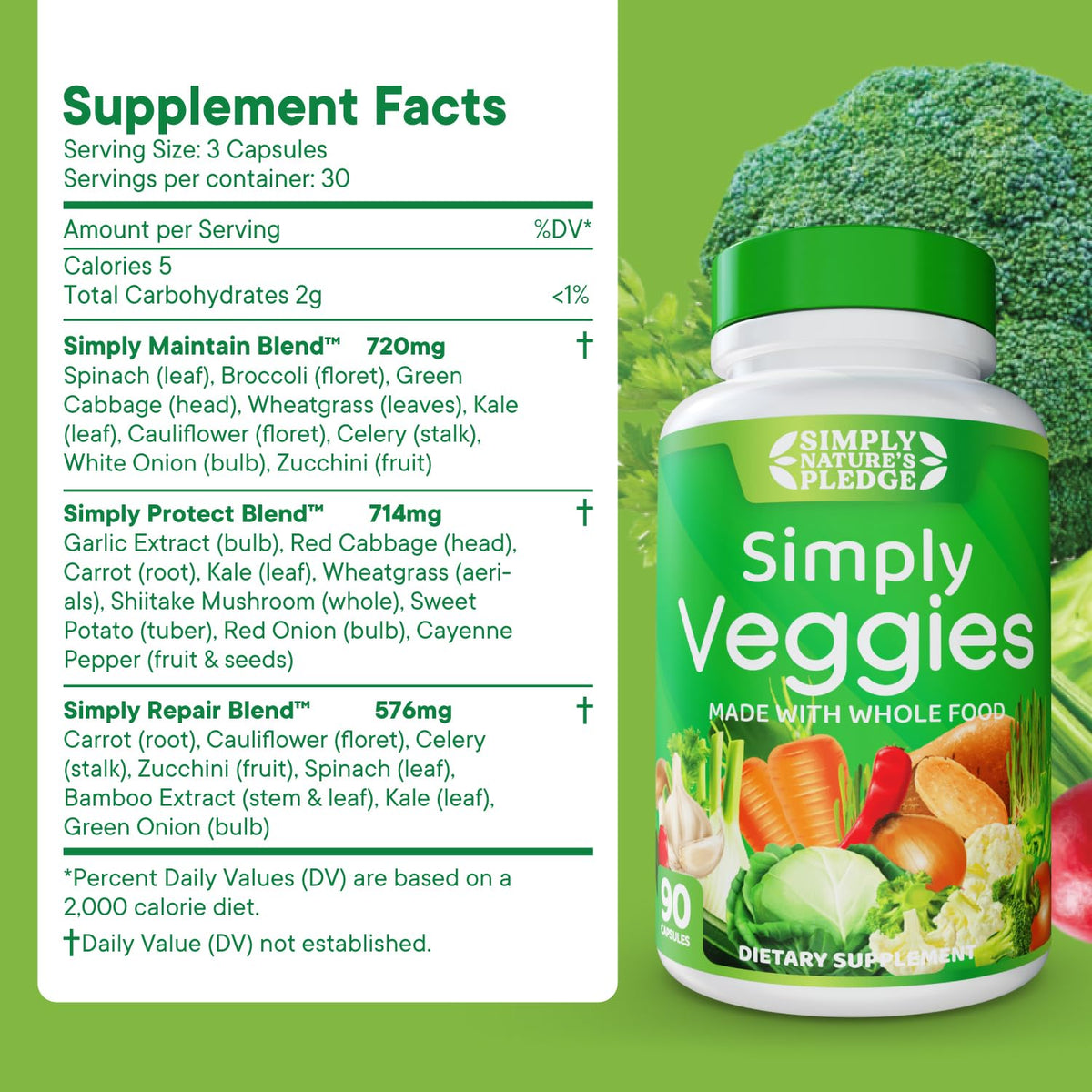 Flacon de Simply Nature's Pledge Superfood - étiquette détaillant les ingrédients