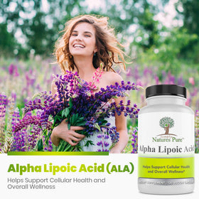 Flacon de Simply Natures Pure Acide Alpha-Lipoïque avec gélules à côté