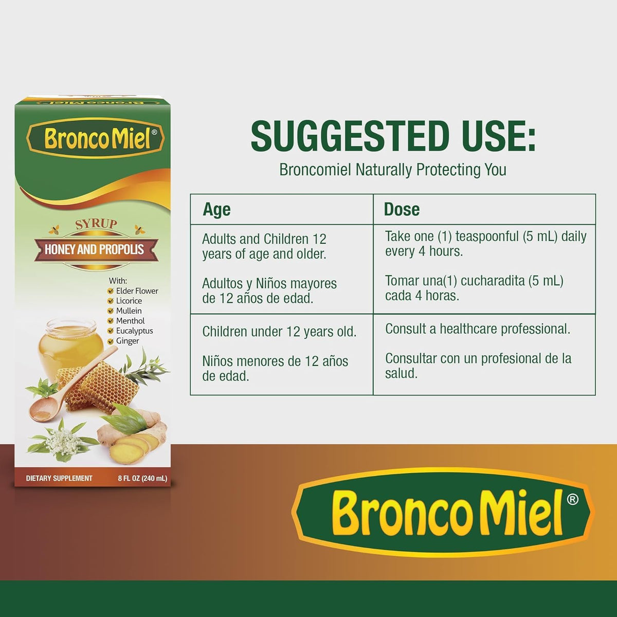 Flacon de sirop BroncoMiel dans un cadre domestique