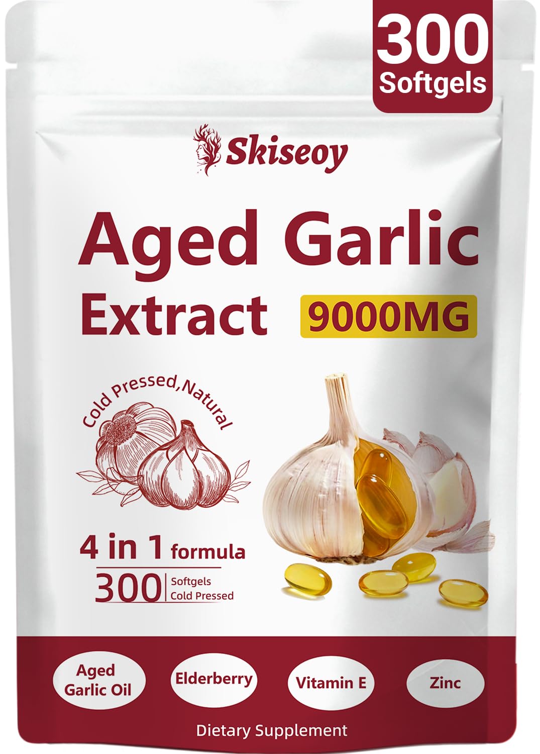 Flacon de Skiseoy Extrait de Ail Vieilli 300 gélules