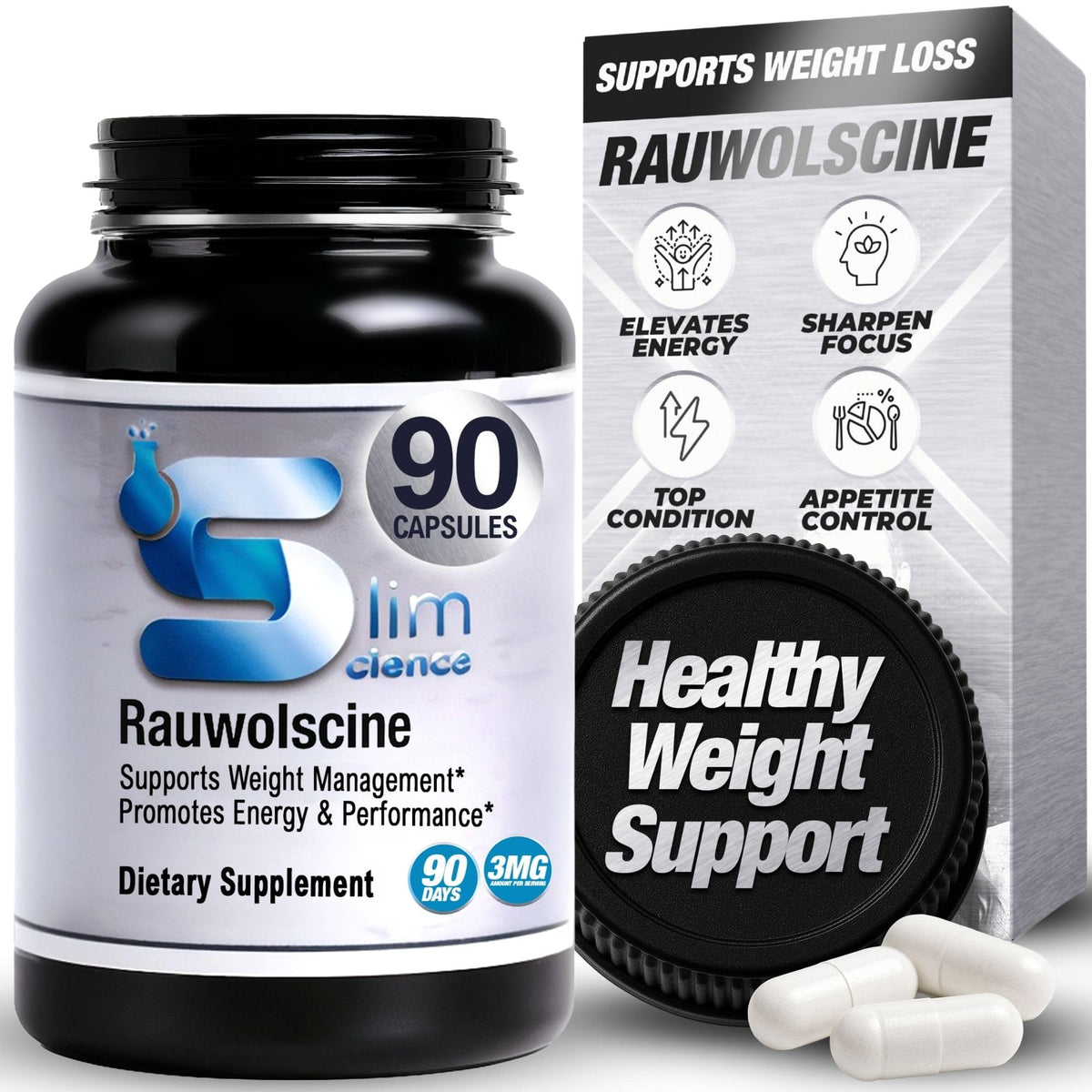 Flacon de Slim Science Rauwolscine Yohimbine HCL 90 capsules