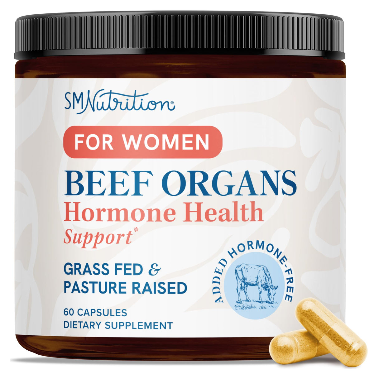 Flacon de SMNutrition Complément Alimentaire Organes de Bœuf 60 Capsules