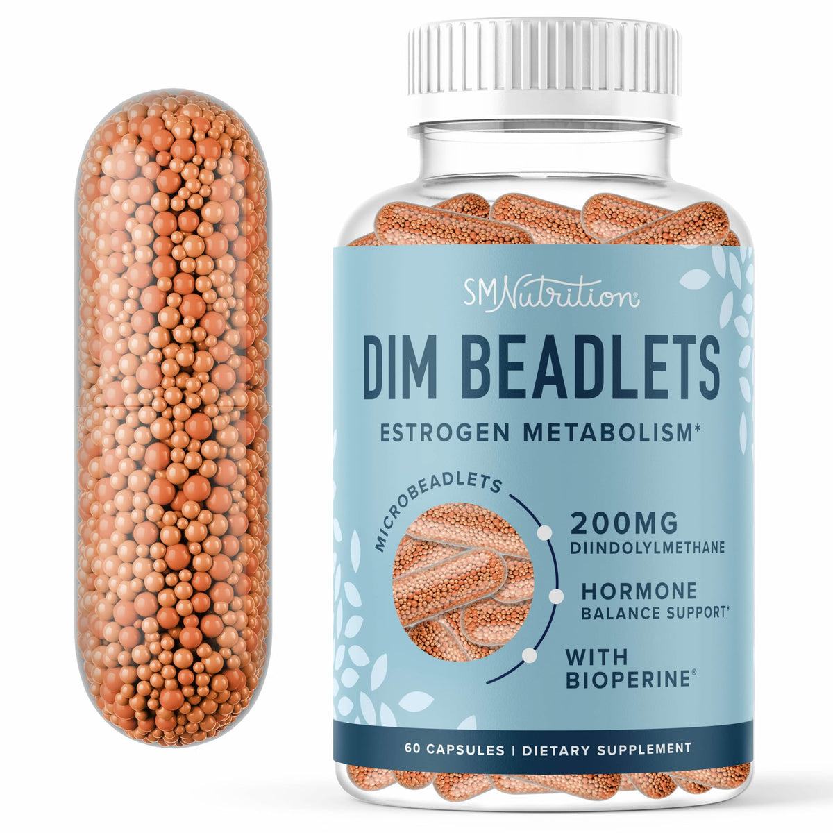 Flacon de SMNutrition DIM Complément Alimentaire 200 mg Capsules Microbeadlets