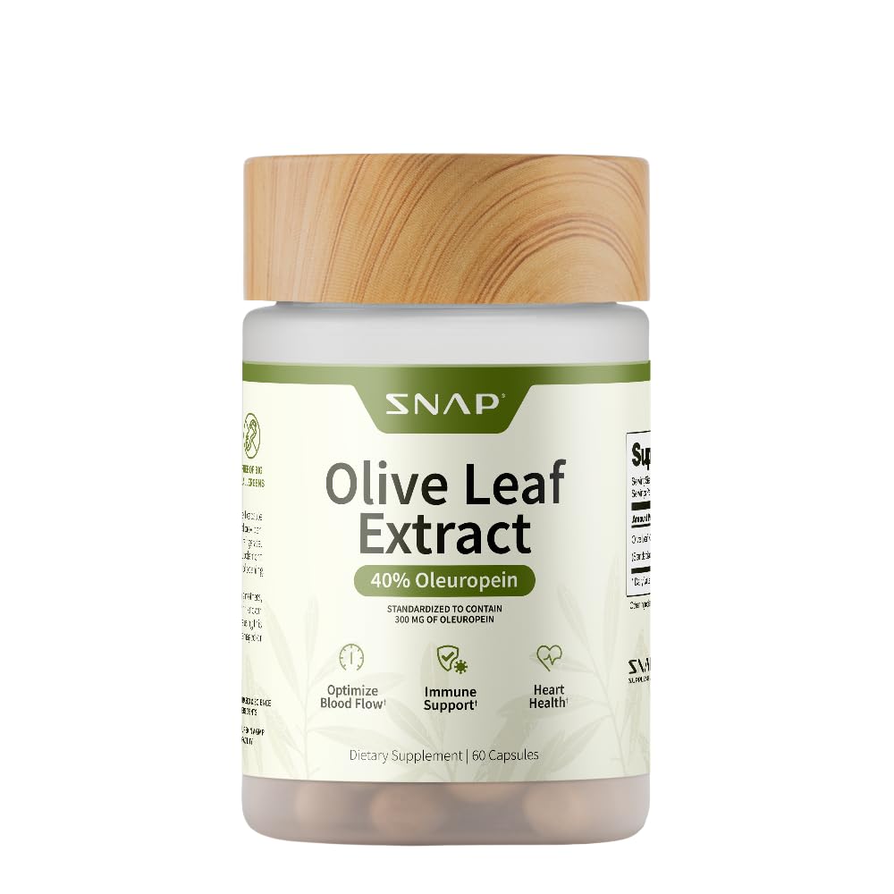Flacon de Snap Supplements Extrait de Feuille d'Olivier 60 capsules