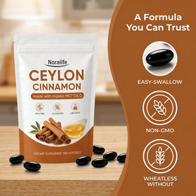 Flacon de SoftGels de Cannelle de Ceylan VERTISOOTH sur fond blanc
