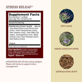 Flacon de Softgels Stress ReLeaf de Herbs Etc. avec étiquette