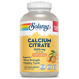 Flacon de SOLARAY Calcium Citrate 1000mg vue de face avec étiquette orange