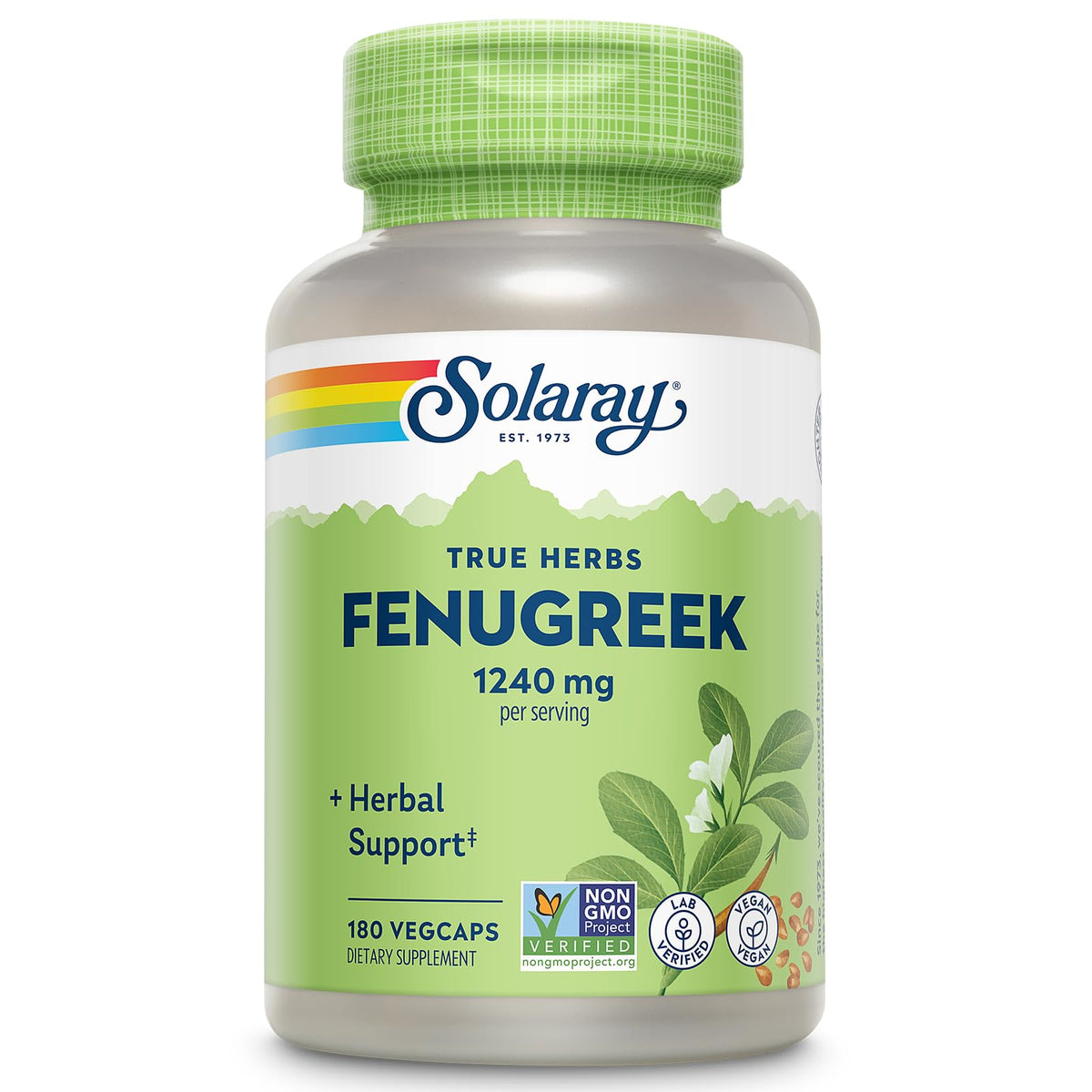 Flacon de SOLARAY Complément Alimentaire Graines de Fenugrec 1240 mg