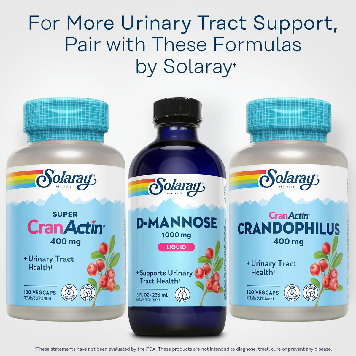 Flacon de SOLARAY D-Mannose 1000 mg avec fond neutre