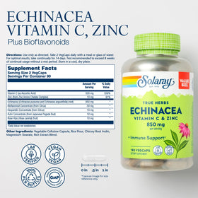 Flacon de SOLARAY Echinacea 180 VegCaps avec étiquette