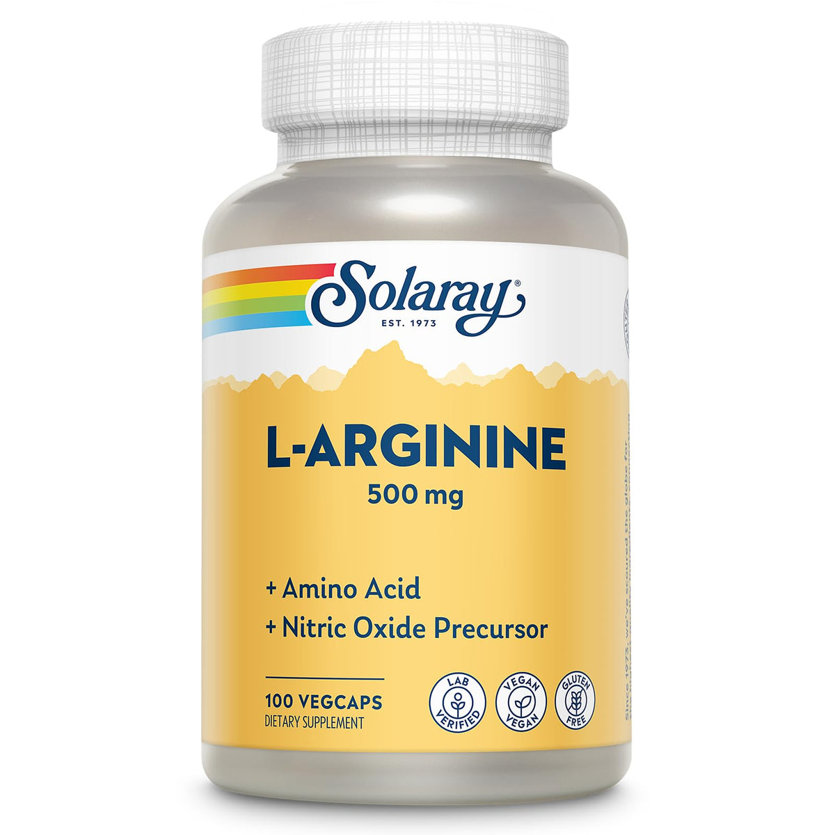 Flacon de SOLARAY L-Arginine 500 mg vue de face