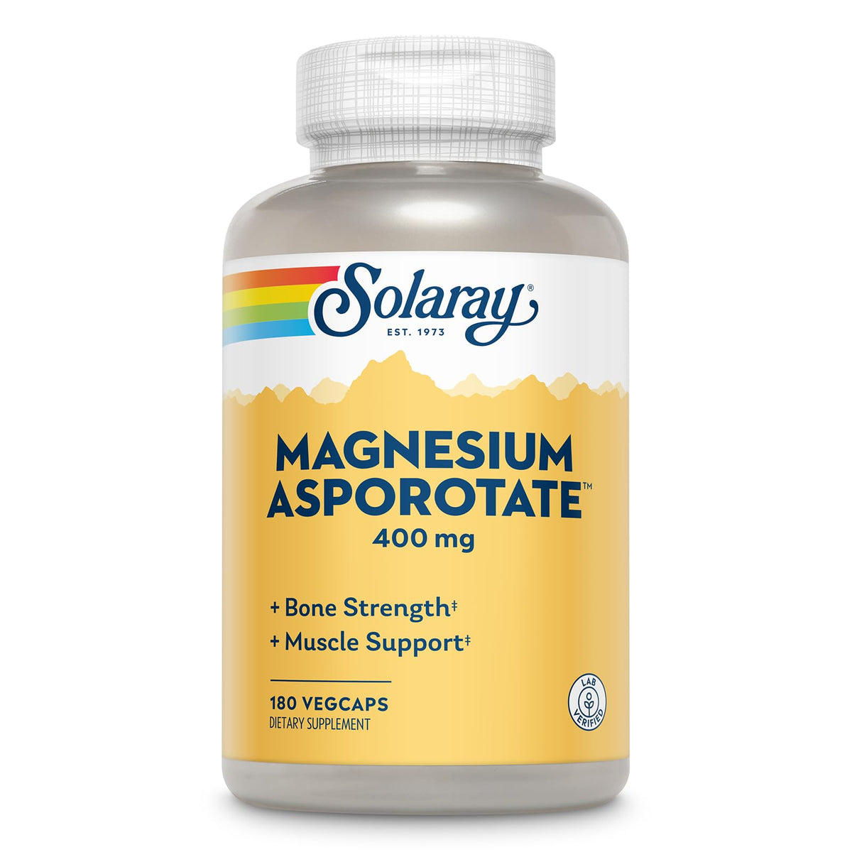 Flacon de SOLARAY Magnesium Asporotate 400 mg avec 180 capsules végétales