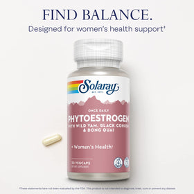 Flacon de SOLARAY Once Daily Phytoestrogen, vue arrière avec détails des ingrédients