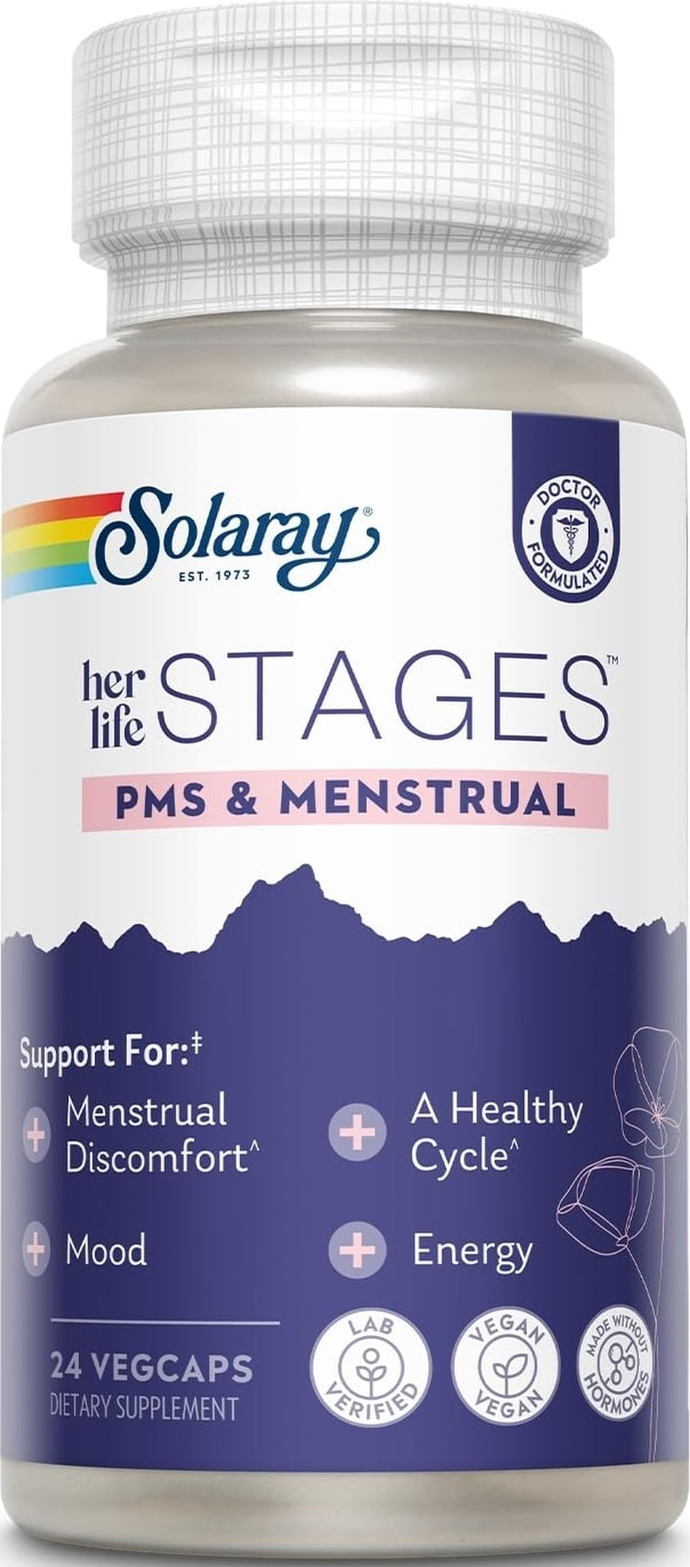 Flacon de SOLARAY PMS & Menstruel 24 VegCaps vue de face