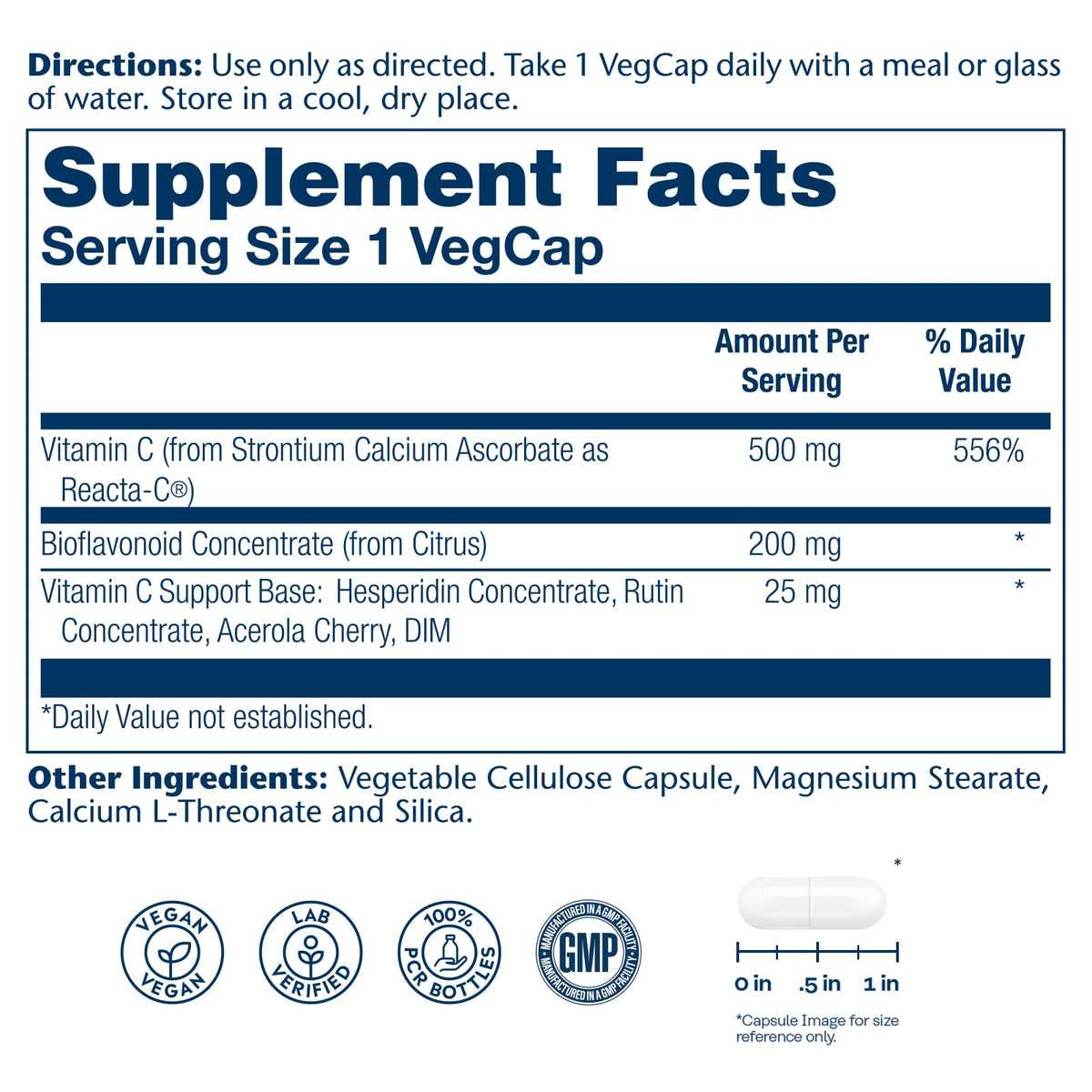 Flacon de SOLARAY Reacta-C 500mg avec étiquette