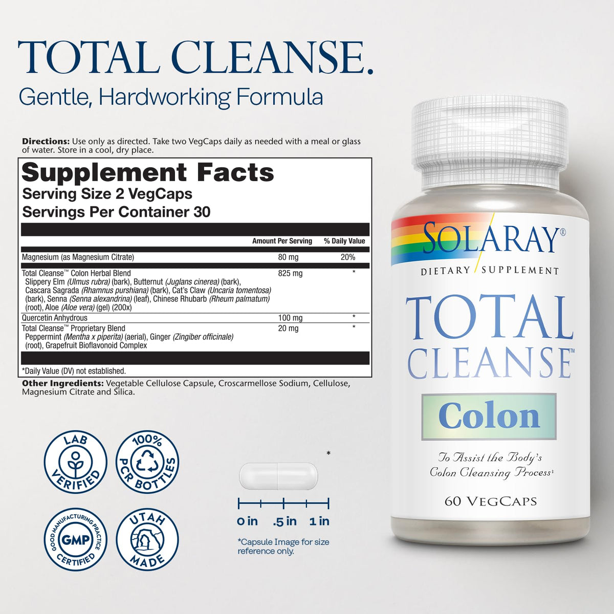 Flacon de SOLARAY Total Cleanse avec 60 VegCaps