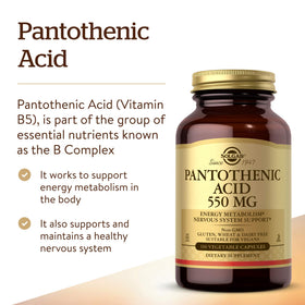 Flacon de Solgar Acide Pantothénique 550 mg avec gélules