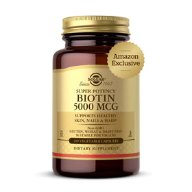 Flacon de Solgar Biotine 5000 mcg avec 180 capsules