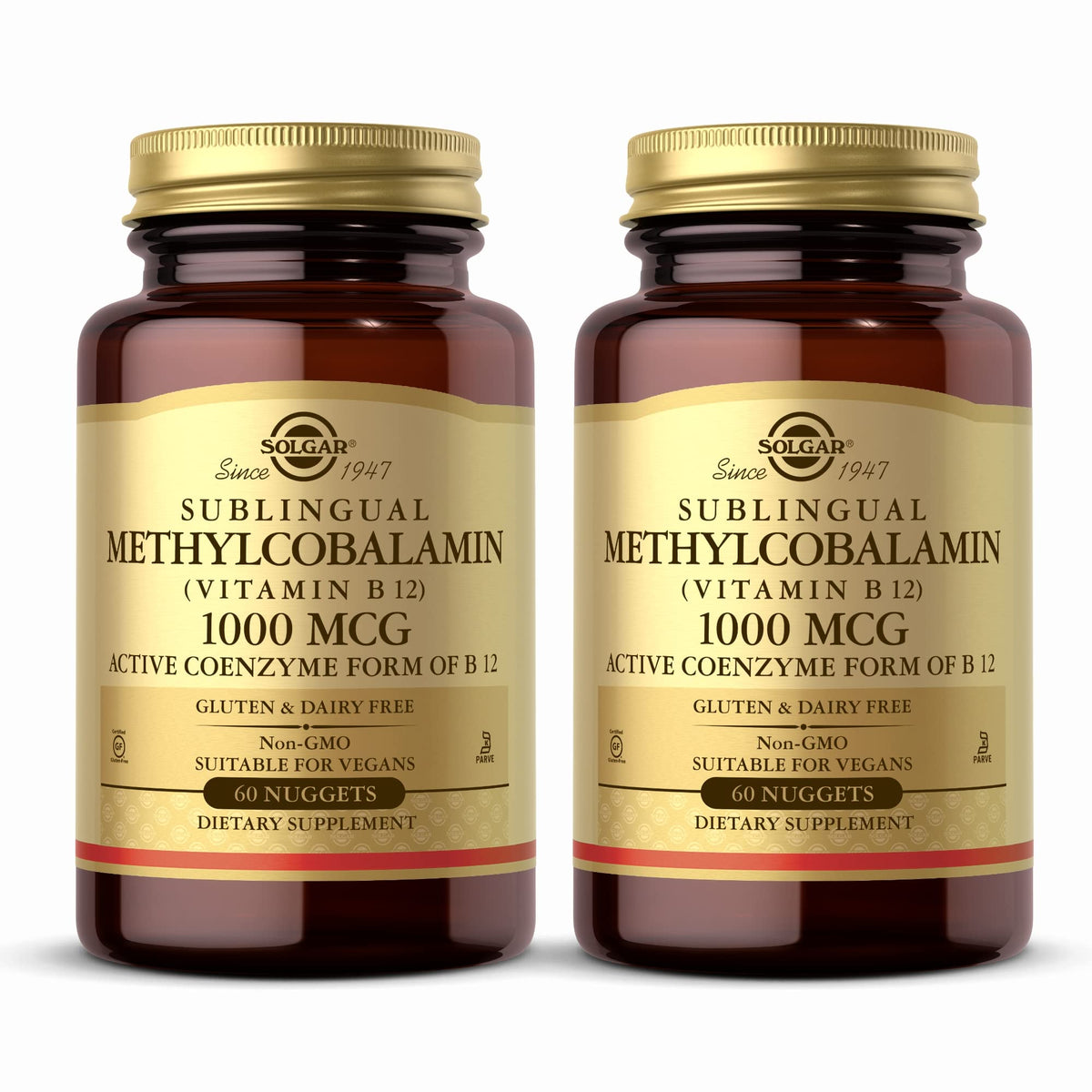 Flacon de Solgar Methylcobalamin 1000 mcg 60 nuggets vue de face