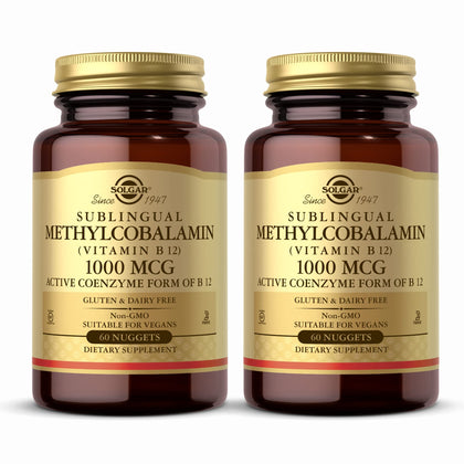 Flacon de Solgar Methylcobalamin 1000 mcg 60 nuggets vue de face