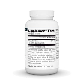 Flacon de Source Naturals Acetyl L-Carnitine 500 mg 120 comprimés