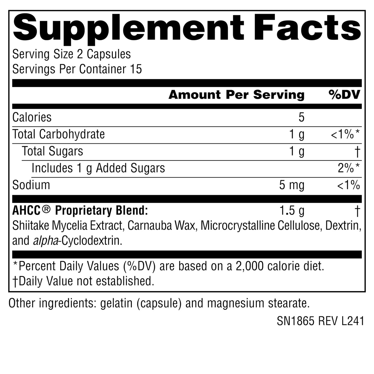 Flacon de Source Naturals AHCC 750 mg avec capsules