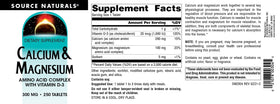 Flacon de Source Naturals Calcium et Magnésium avec dosette