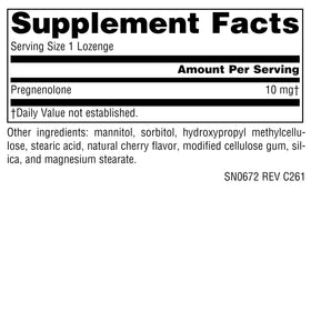 Flacon de Source Naturals Pregnenolone 10 mg avec étiquette