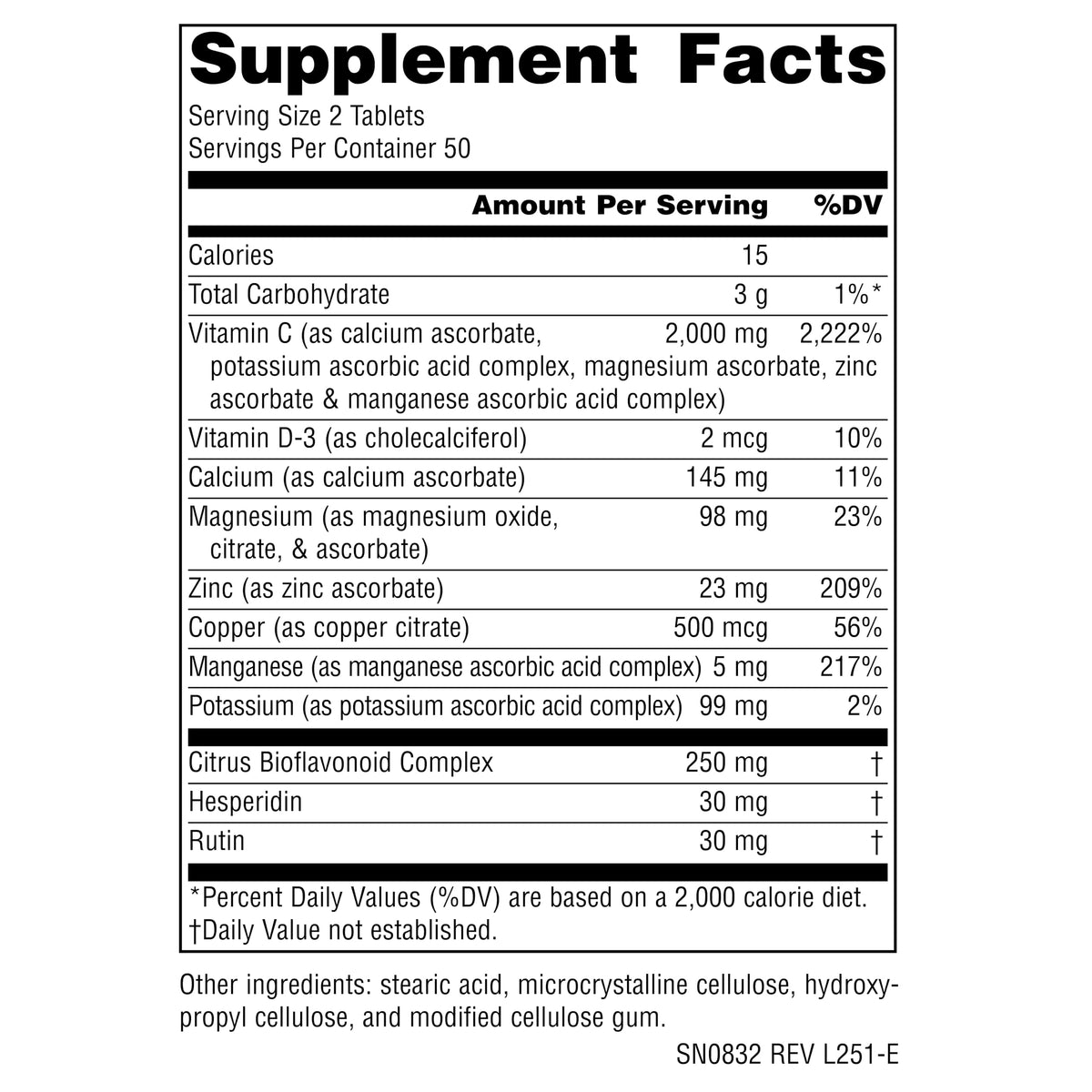 Flacon de Source Naturals Ultimate Ascorbate 1000mg avec étiquette