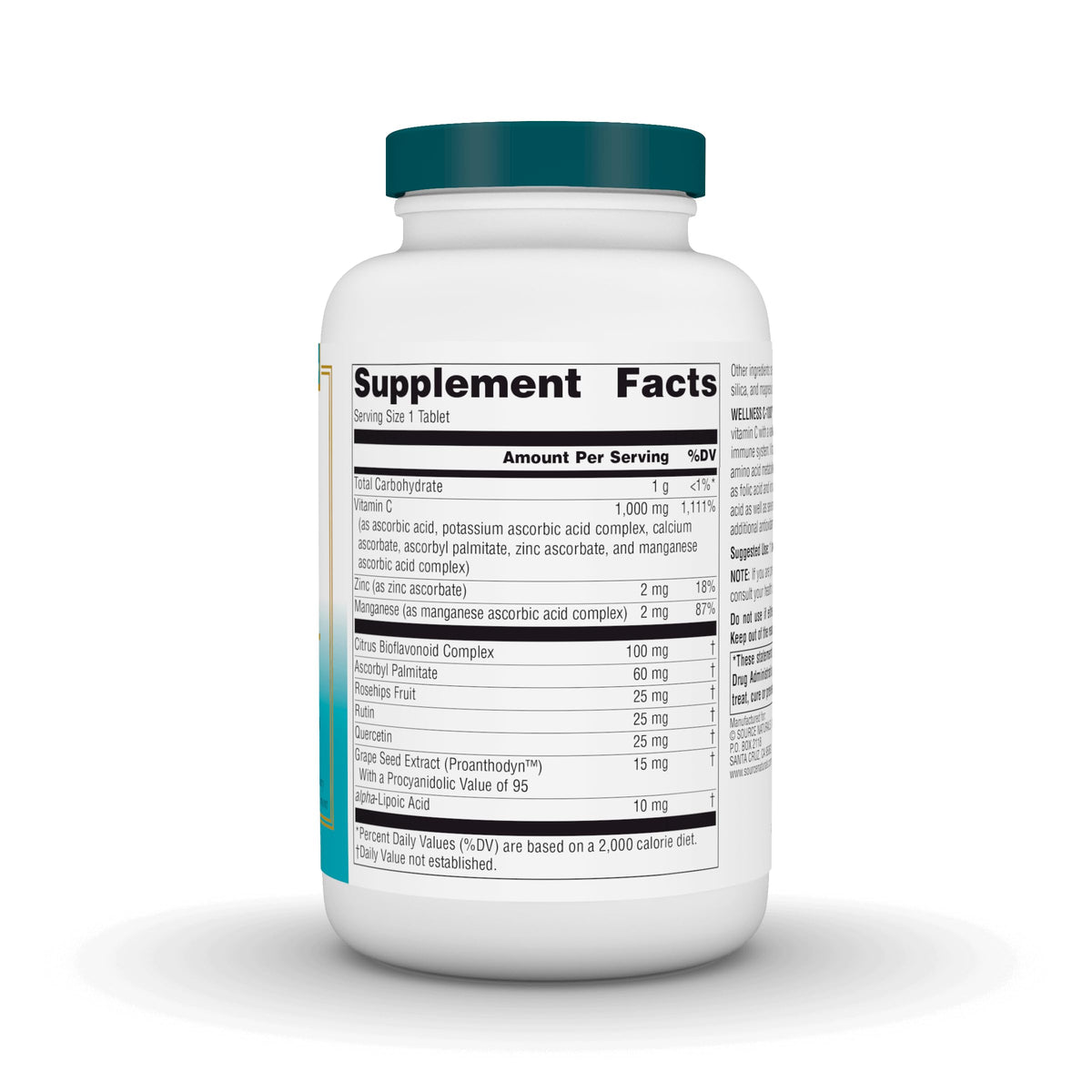 Flacon de Source Naturals Wellness C-1000 avec étiquette