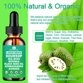 Flacon de Soursop Bitters Liquide WellVeraVida avec des ingrédients naturels