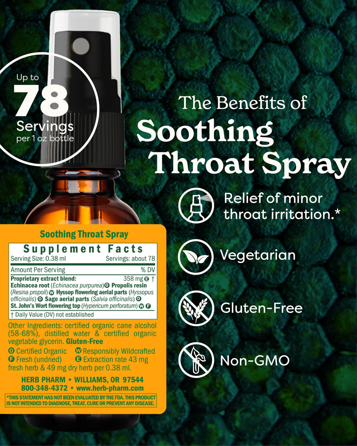 Flacon de Spray Apaisant Herb Pharm avec étiquette visible