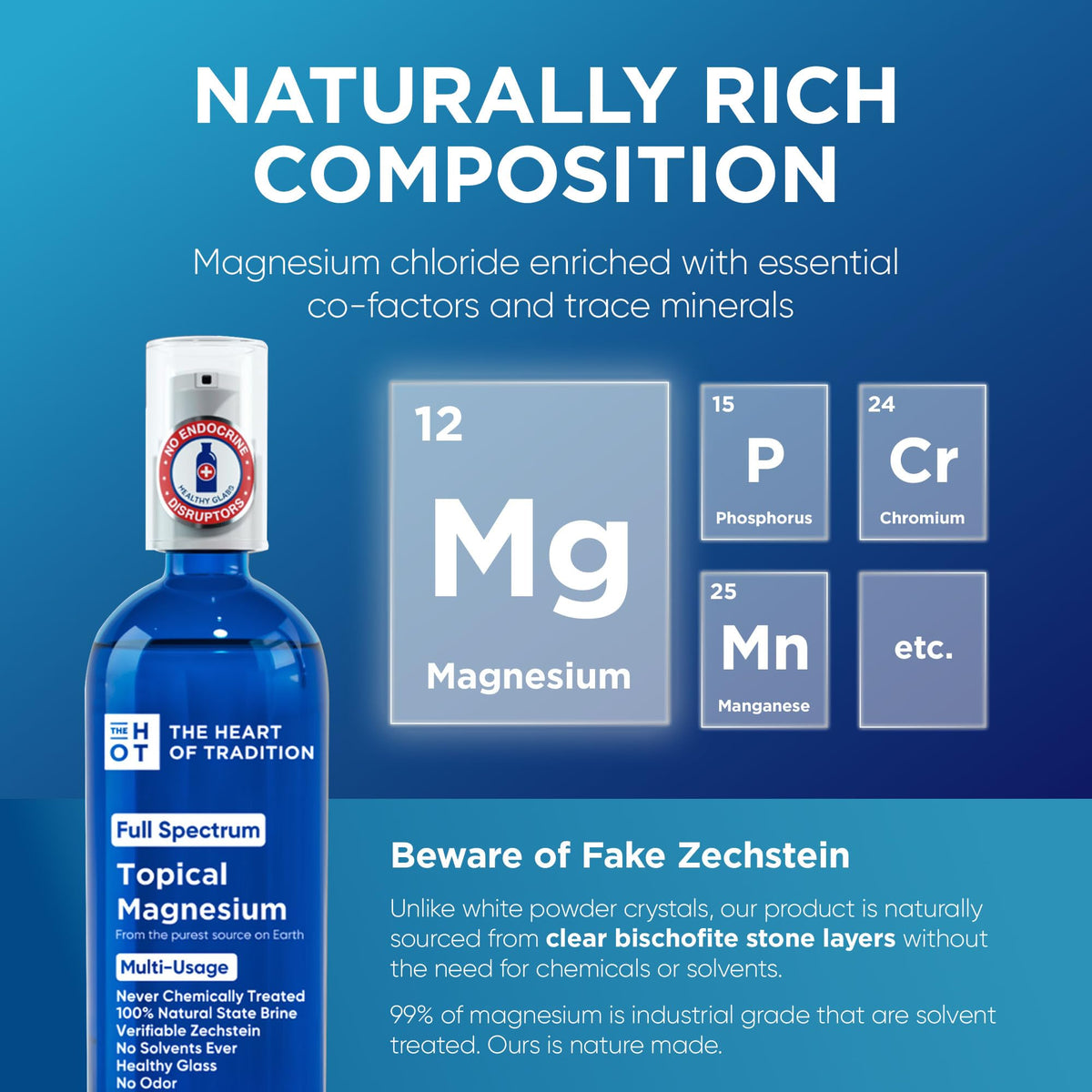 Flacon de spray d'huile de magnésium dans un environnement naturel