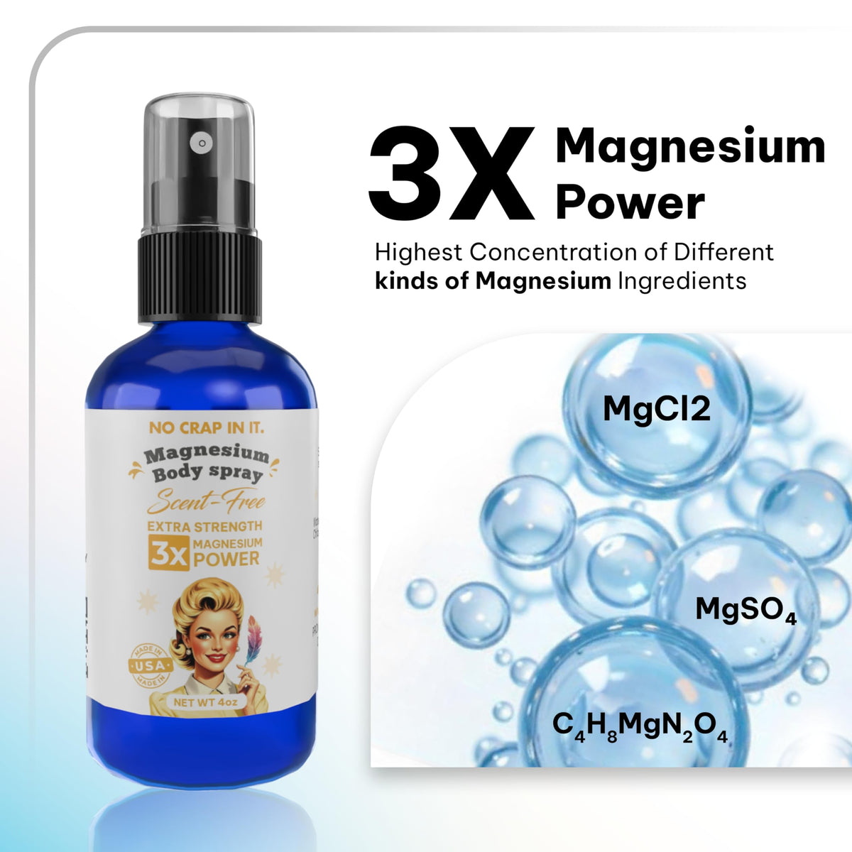 Flacon de spray de magnésium No Crap In It sur une surface plane