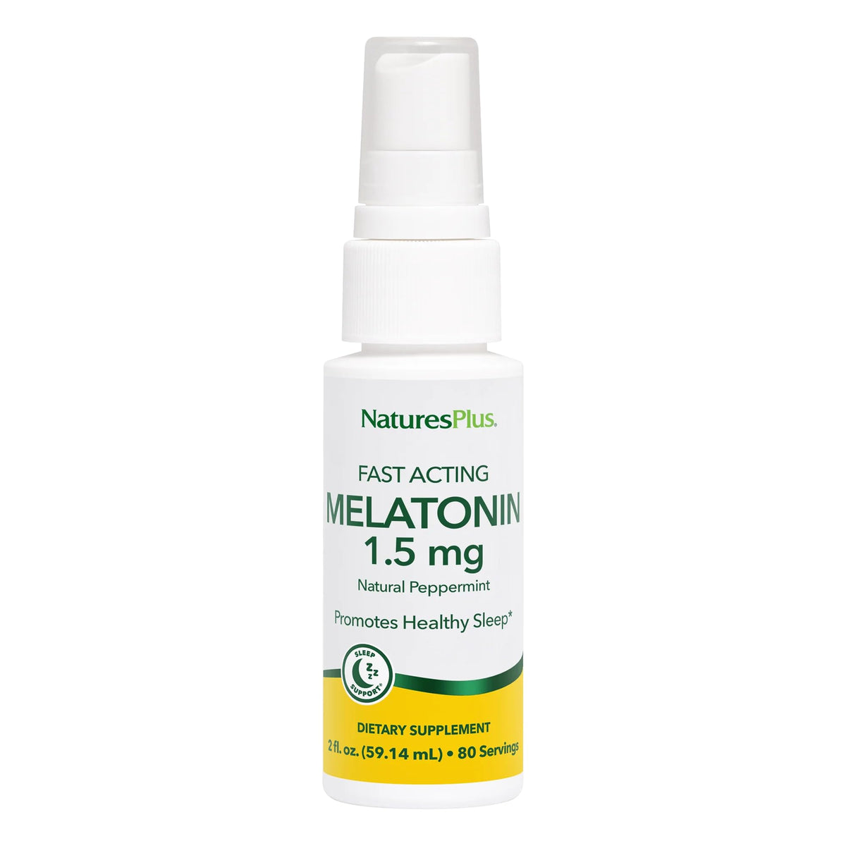 Flacon de spray de mélatonine NaturesPlus 2 fl oz saveur menthe naturelle