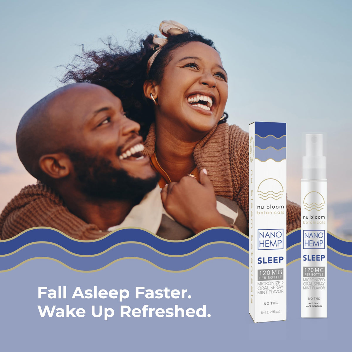 Flacon de spray de sommeil Nu Bloom avec étiquette visible