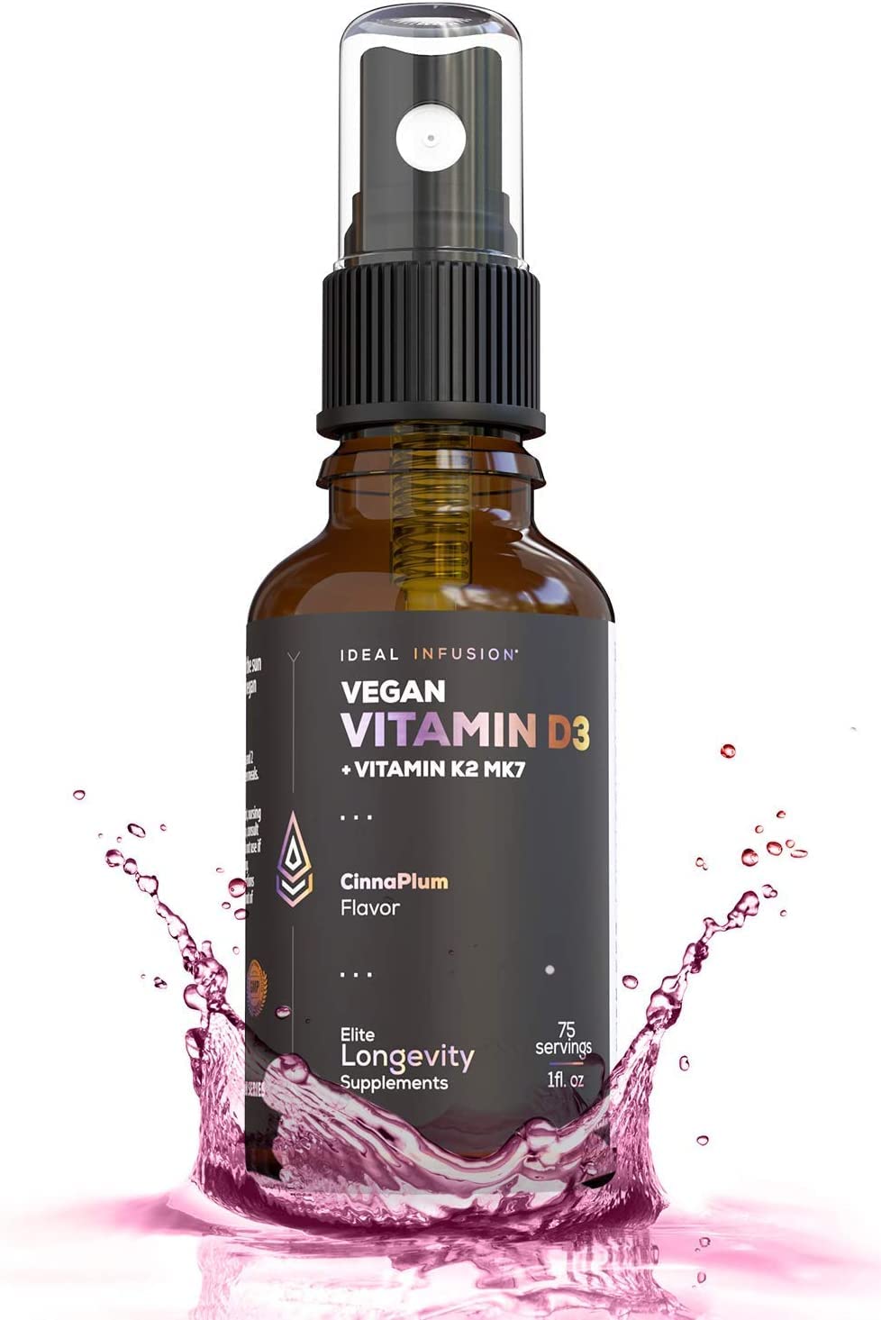 Flacon de spray liquide Vitamine D3 5000 IU K2 Ideal Infusion vue de face